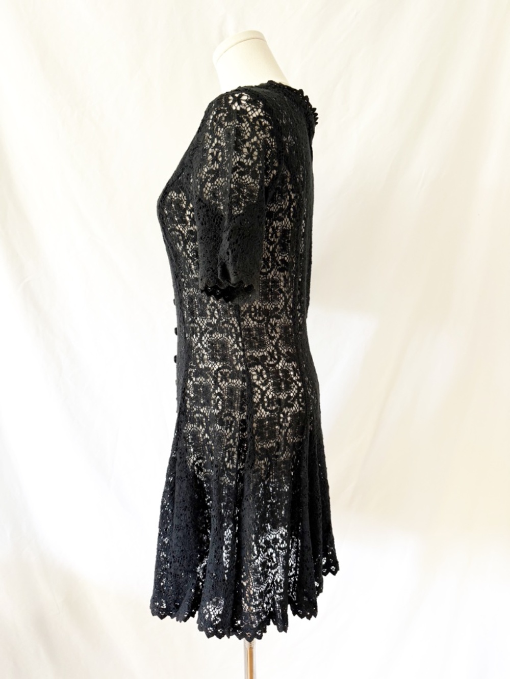 Vintage Betsey Johnson Black Lace Dress M/L - Picture 4 of 9